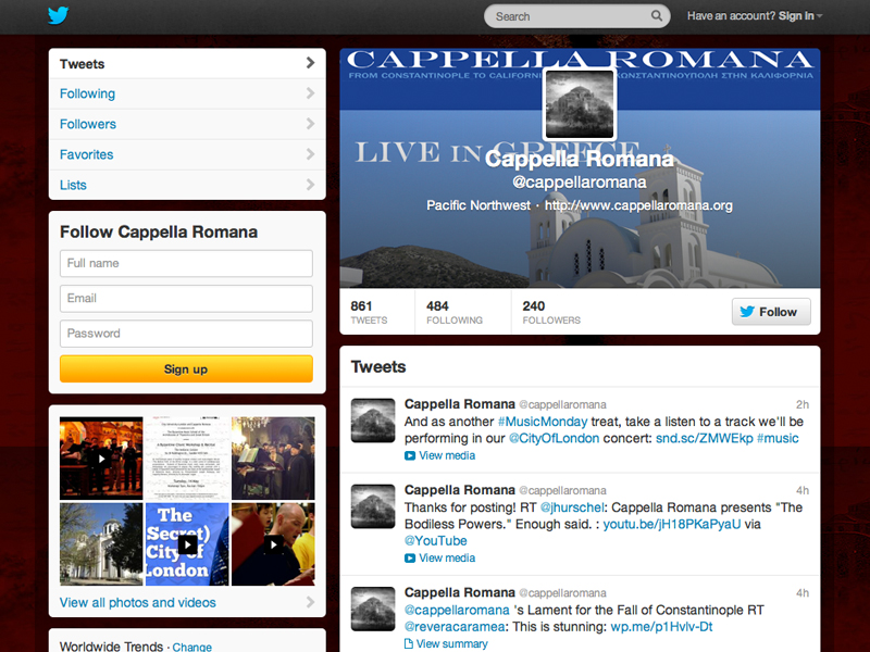 Cappella Romana Twitter